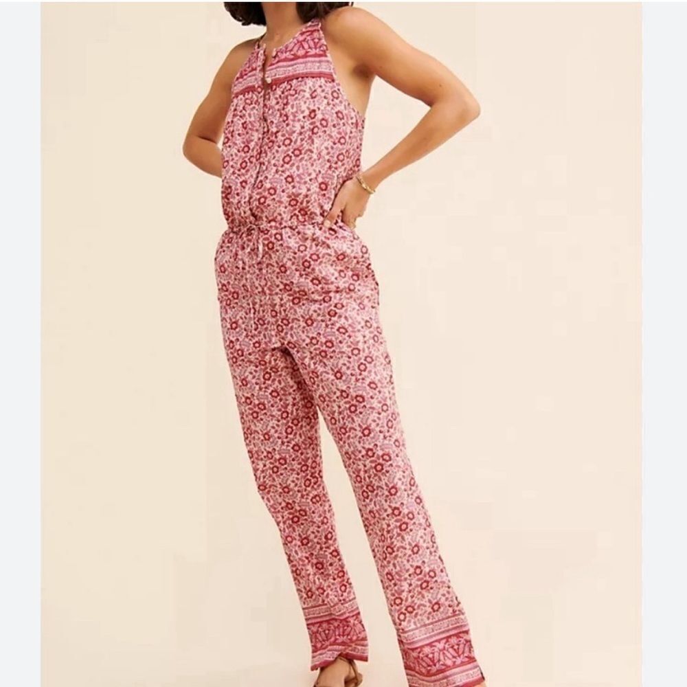 Faherty adella jumpsuit pink floral